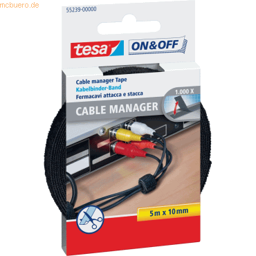 12 x Tesa Kabelbinder Cable Manager Universal 10mmx5m schwarz