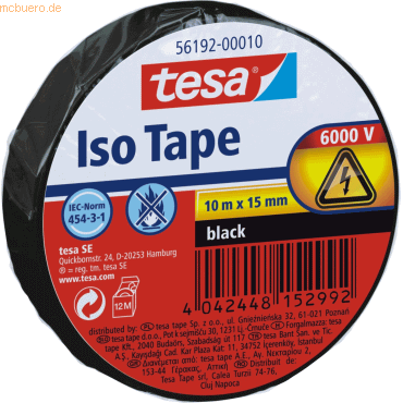 10 x Tesa Isolierband 15mmx10m schwarz