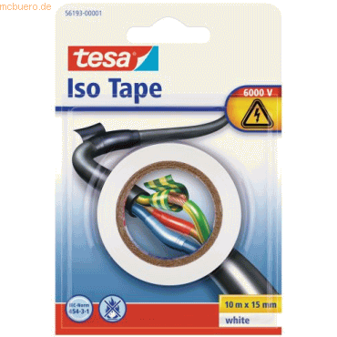 12 x Tesa Isolierband 15mmx10m wei