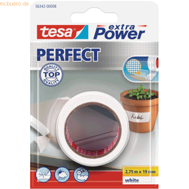 Tesa Gewebeband extra Power Perfect 19mmx2,75m wei Blister