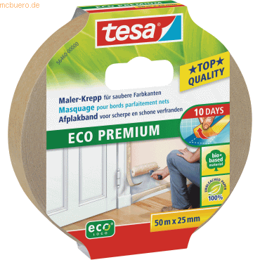 12 x Tesa Maler-Kreppband Premium ecoLogo 25mmx50m beige