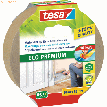 8 x Tesa Maler-Kreppband Premium ecoLogo 38mmx50m beige