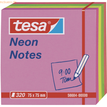 Tesa Haftnotizen tesa Neon Notes Wrfel 75x75mm 320 Blatt pink/gelb/gr