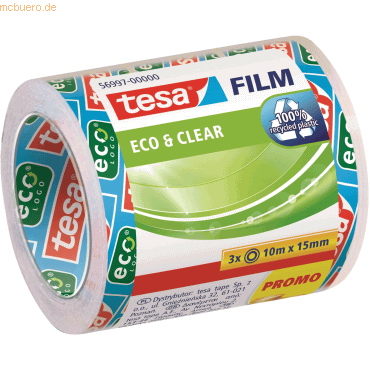 30 x Tesa Klebefilm tesafilm Eco&Clear Sparpack 15mmx10m unsichtbar 3