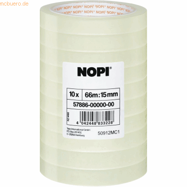 Nopi Klebefilm 15mm x 66m transparent VE=10 Stck