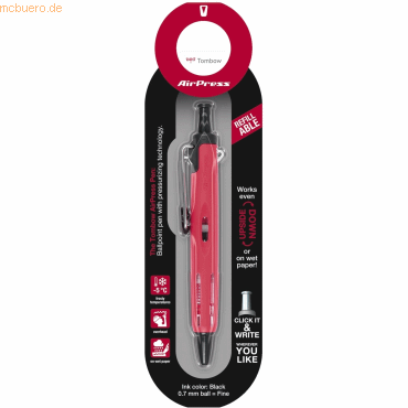 4 x Tombow Kugelschreiber AirPress Pen mit Drucklufttechnik rot