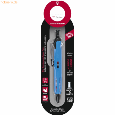 4 x Tombow Kugelschreiber AirPress Pen mit Drucklufttechnik hellblau