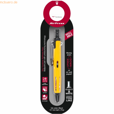 4 x Tombow Kugelschreiber AirPress Pen mit Drucklufttechnik gelb