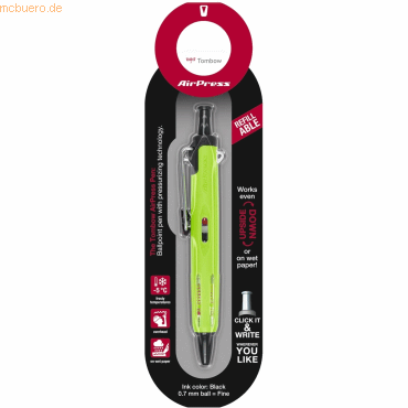 4 x Tombow Kugelschreiber AirPress Pen mit Drucklufttechnik limettengr