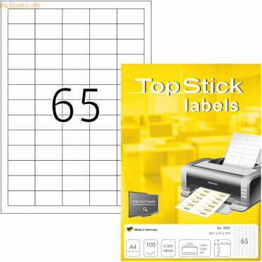 TopStick Universal-Etiketten Papier weiß selbstklebend 38x21,2mm 100 B