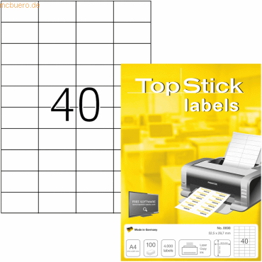 TopStick Universal-Etiketten Papier weiß selbstklebend 52,5x29,7mm 100