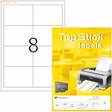 TopStick Universal-Etiketten Papier weiß selbstklebend 96,5x67,7mm 100