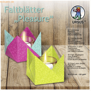 Ludwig Bähr Faltblätter Pleasure 135g/qm 15x15cm VE=50 Blatt 9 Farben