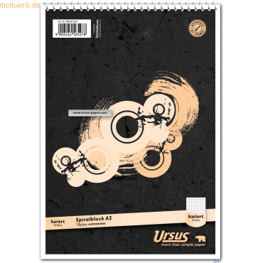 Ursus Spiral-Notizblock A5 70g/qm 40 Blatt kariert