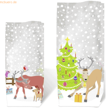 10 x Ludwig Bähr Geschenk-Bodenbeutel Rentier e 11,5x19cm