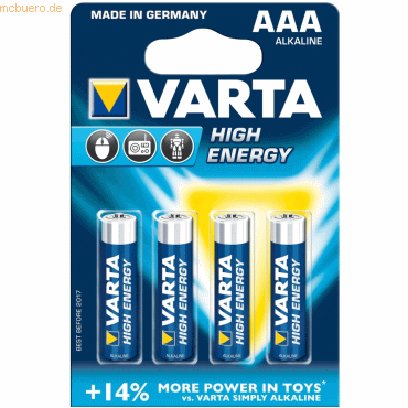 Varta Batterie HighEnergy Micro 1,5V (AAA) VE=4 Stck
