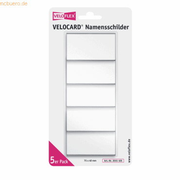 10 x Veloflex Namenschilder 75x40mm mit Clip glasklar VE=5 Stck