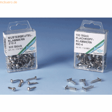Wedo Musterbeutelklammer Flachkopf 12mm silber VE=1000 Stck