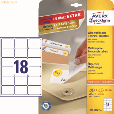 Etiketten 63,5x46,6mm VE=540 Stück Etiketten 63,5x46,6mm VE=540 Stück