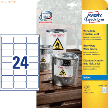 Etiketten Inkjet Folie 63.5x33.9mm VE=240 Stück weiß Etiketten Inkjet Folie 63.5x33.9mm VE=240 Stück weiß