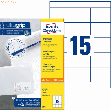 Etiketten Inkjet/Laser/Kopier 70x50,8mm weiß VE=1500 Stück Etiketten Inkjet/Laser/Kopier 70x50,8mm weiß VE=1500 Stück