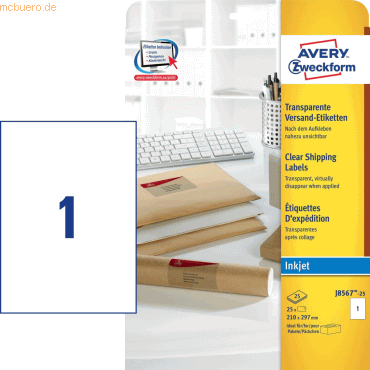Etiketten InkJet 210x297mm VE=20 Stück transparent Etiketten InkJet 210x297mm VE=20 Stück transparent