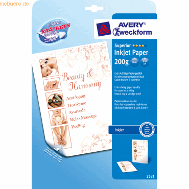 Inkjet-Papier Superior A4 beidseitig beschichtet matt 200 g/qm 25 Blatt Inkjet-Papier Superior A4 beidseitig beschichtet matt 200 g/qm 25 Blatt
