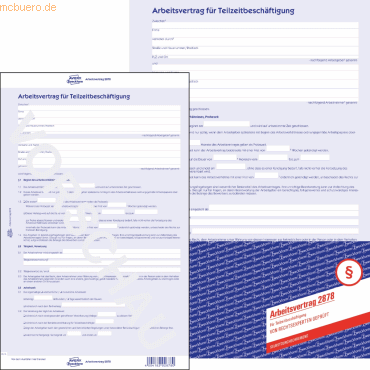 Arbeitsvertrag A4 für Teilzeitbeschäftigte 2-seitig Arbeitsvertrag A4 für Teilzeitbeschäftigte 2-seitig