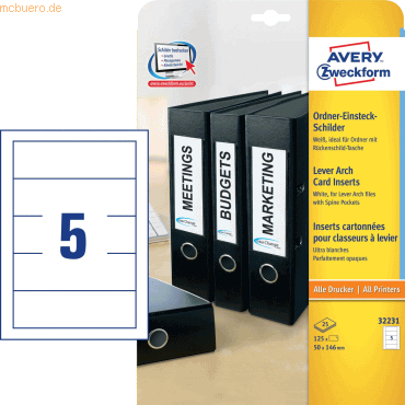 Ordnereinsteckschild 50x146mm weiß VE=25 Stück Ordnereinsteckschild 50x146mm weiß VE=25 Stück