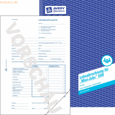 Lohnabrechnung A4 Minijobs 50 Blatt Lohnabrechnung A4 Minijobs 50 Blatt