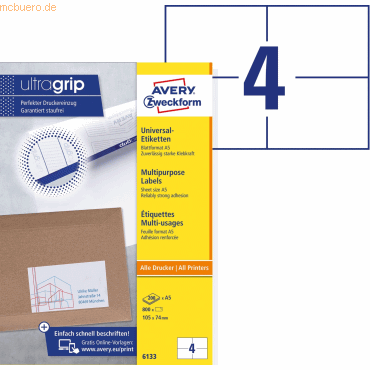 Universal-Etiketten ultragrip A5 quer mit ultragrip ProductName_Ecommerce 105x74 mm VE=weiß Universal-Etiketten ultragrip A5 quer mit ultragrip ProductName_Ecommerce 105x74 mm VE=weiß