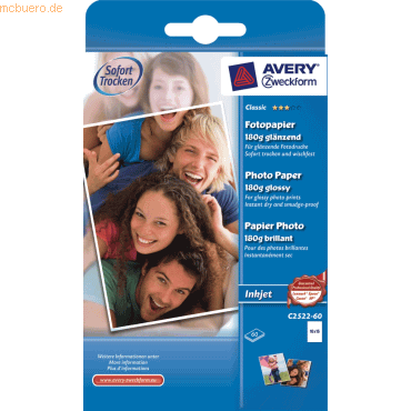 Inkjet-Fotopapier Classic A6 einseitig beschichtet glänzend 180 g/qm 60 Blatt Inkjet-Fotopapier Classic A6 einseitig beschichtet glänzend 180 g/qm 60 Blatt