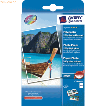 Inkjet-Fotopapier Superior A6 einseitig beschichtet hochglänzend 200 g/qm 50 Blatt Inkjet-Fotopapier Superior A6 einseitig beschichtet hochglänzend 200 g/qm 50 Blatt