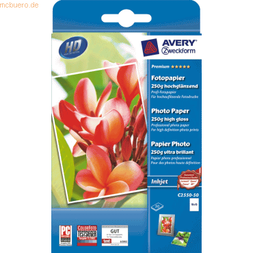 Inkjet-Fotopapier Premium A6 einseitig beschichtet hochglänzend 250 g/qm 50 Blatt Inkjet-Fotopapier Premium A6 einseitig beschichtet hochglänzend 250 g/qm 50 Blatt