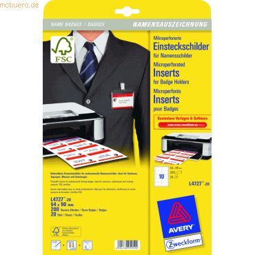 Einsteckschilder 90x54 mm 190 g/qm 20 Blatt/200 Stück weiß Einsteckschilder 90x54 mm 190 g/qm 20 Blatt/200 Stück weiß