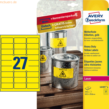 Etiketten wetterfest Polyester gelb 63,5x29,6mm 216 Etiketten Etiketten wetterfest Polyester gelb 63,5x29,6mm 216 Etiketten