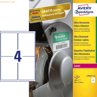 Ultraresistente Etiketten 99,1x139 mm weiß VE=120 Stück Ultraresistente Etiketten 99,1x139 mm weiß VE=120 Stück
