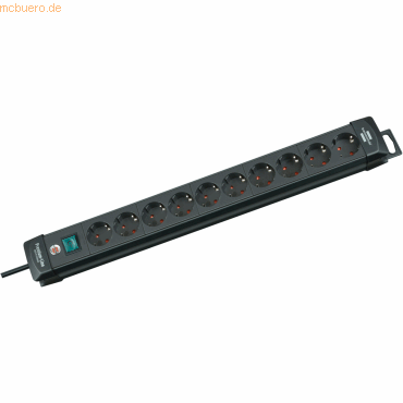 Steckdosenleiste Premium-Line 10-fach 3m mit Schalter schwarz