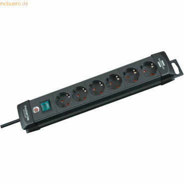 Steckdosenleiste Premium-Line 6-fach 3m mit Schalter schwarz