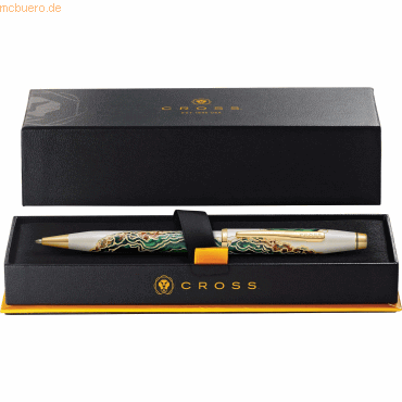 Drehkugelschreiber Wanderlust Borneo Weiß-Lack Grün Gold Geschenkbox Drehkugelschreiber Wanderlust Borneo Weiß-Lack Grün Gold Geschenkbox