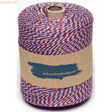 Urkunden-Heftgarn blau/weiß/rot Rolle ca. 360m Urkunden-Heftgarn blau/weiß/rot Rolle ca. 360m