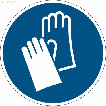 Gebotsaufkleber 'Handschutz benutzen' ablösbar Gebotsaufkleber 'Handschutz benutzen' ablösbar