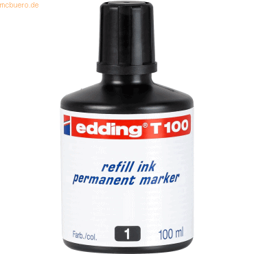 Nachfülltinte edding T 100 für edding Permanentmarker 100ml schwarz Nachfülltinte edding T 100 für edding Permanentmarker 100ml schwarz