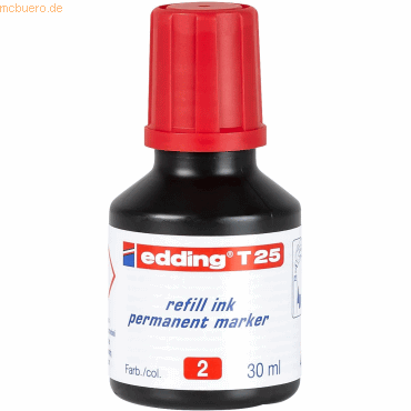 Nachfülltinte edding T 25 für edding Permanentmarker 30ml rot Nachfülltinte edding T 25 für edding Permanentmarker 30ml rot
