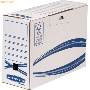 Archivschachtel Folio Bankers Box Basic 123x250x360mm weiß/blau Archivschachtel Folio Bankers Box Basic 123x250x360mm weiß/blau