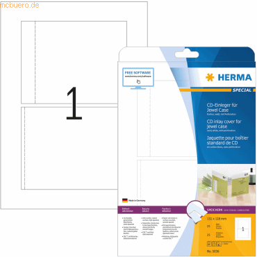 CD-Einleger für Jewel Case perforiert 151x118mm Special A4 VE=25 CD-Einleger für Jewel Case perforiert 151x118mm Special A4 VE=25