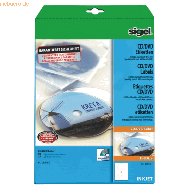 CD-/DVD-Etiketten Inkjet 117mm VE=50 Stück (25 Blatt) weiß CD-/DVD-Etiketten Inkjet 117mm VE=50 Stück (25 Blatt) weiß