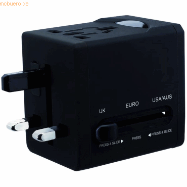 Reisestecker VariPlug Doppel-USB universell schwarz Reisestecker VariPlug Doppel-USB universell schwarz