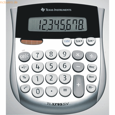 Tischrechner TI-1795 SV 8-stellig Batterie/Solar-Betrieb silber Tischrechner TI-1795 SV 8-stellig Batterie/Solar-Betrieb silber