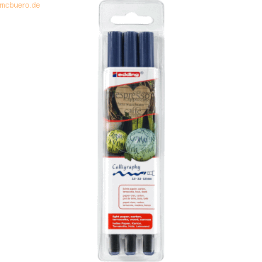 4004764926619 - Faserschreiber 1255 calligraphy pen Set 4-1255-3-017 sortiert stahlblau Inh3 4004764926619 Edding